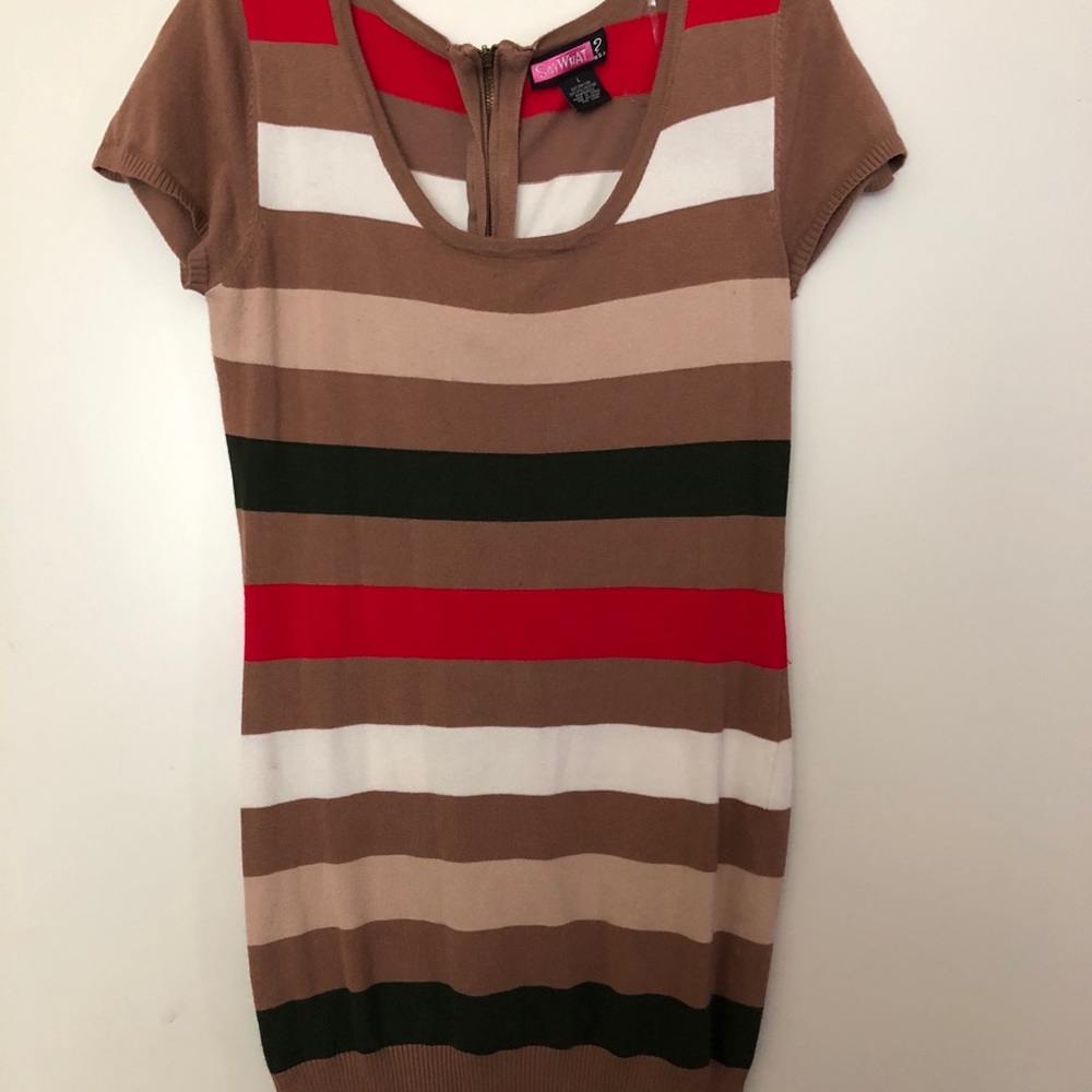 Red and white stripe scoop-neck dress